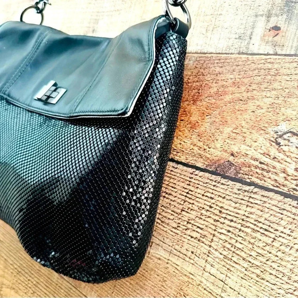 NWOT Whiting & Davis Large Mesh Black Shoulder Bag - Picture 3 of 11